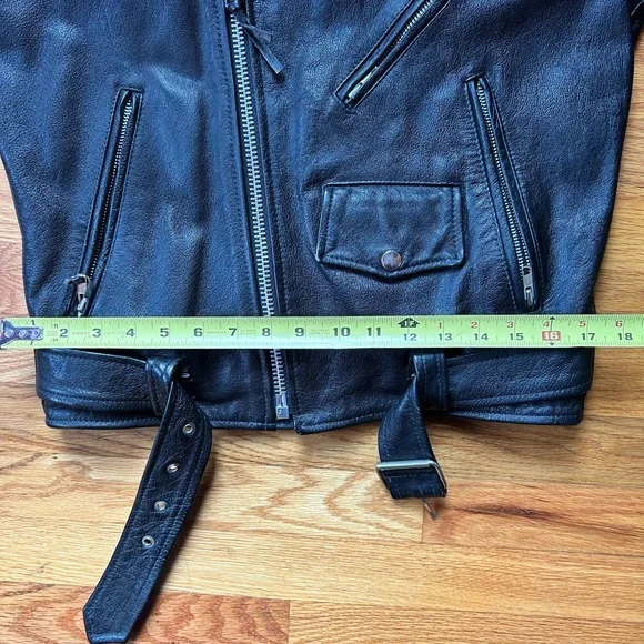 Wilsons Leather Black Biker Jacket - Picture 12 of 16